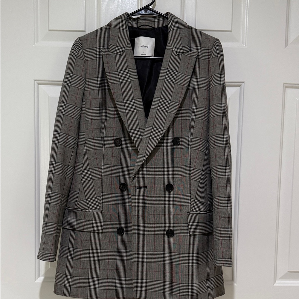 Aritzia Women Margaux Gray Plaid Blazer size 2